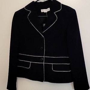 Petite Sophisticate Black Blazer with White Trim